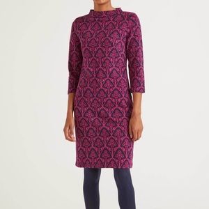 Boden Victoria Jacquard Dress Pink Navy Retro size 6